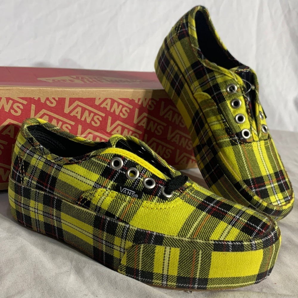 Vans Authentic Platform Patent Plaid Sneakers Womans 5